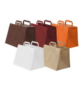 Bolsas de papel asa plana base ancha